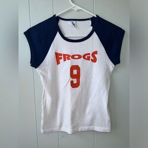 Womens Frogs Graphic Tee - Navy Blue and Orange